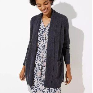 LOFT Army Green Open Long Cardigan Two Pockets Size S